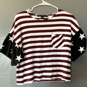 American Flag short sleeve crop top